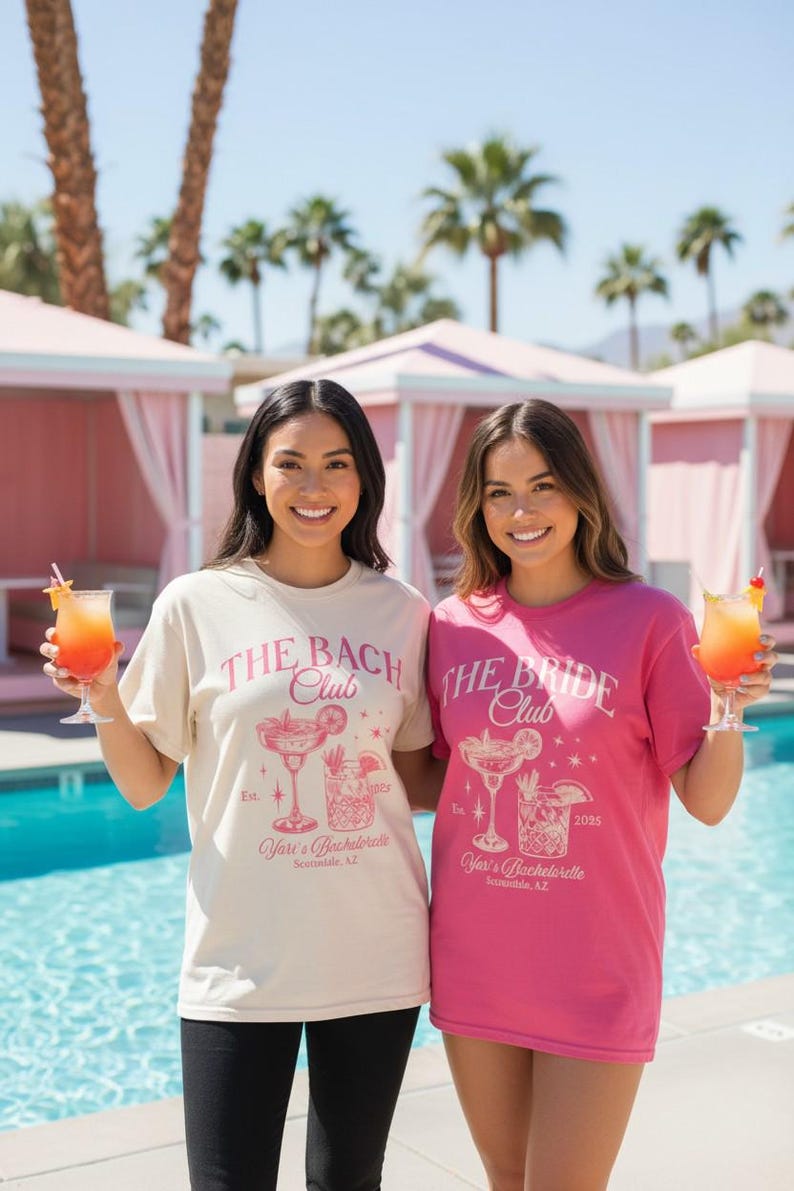 The Bach Club Bachelorette Shirts, Custom Location & Name Bachelorette Party Shirts, Luxury Bachelorette Party Gift Shirts, Bride Bach Club image 5