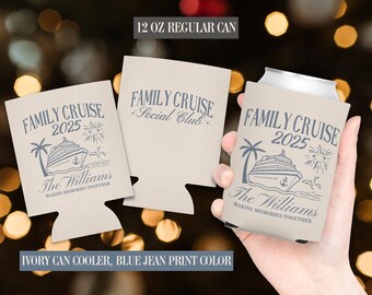 Custom Family Cruise Can Cooler. Family Beach Vacation Trip. Party Cruise Birthday Favors Matching Gifts, Personalized Can Sleeve
