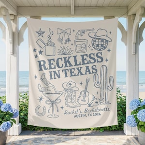 Reckless in Texas Bachelorette Banner, Austin Bachelorette Decorations, Rodeo Bachelorette Sign, Custom Western Cowgirl Bach Party Backdrop