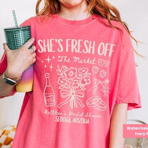 She&#39;s Fresh off the Market Bachelorette Party Matching Comfort Colors Shirts, She&#39;s off the Market, Garden Brunch Party, Bridal Party Favor