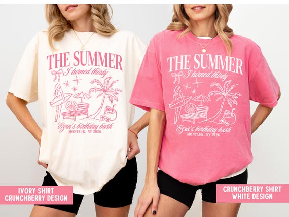 The Summer I Turned Thirty Birthday Shirt 30th Beach Birthday Bash Tee Tropical Girls Trip Outfit Personalized Summer Party
