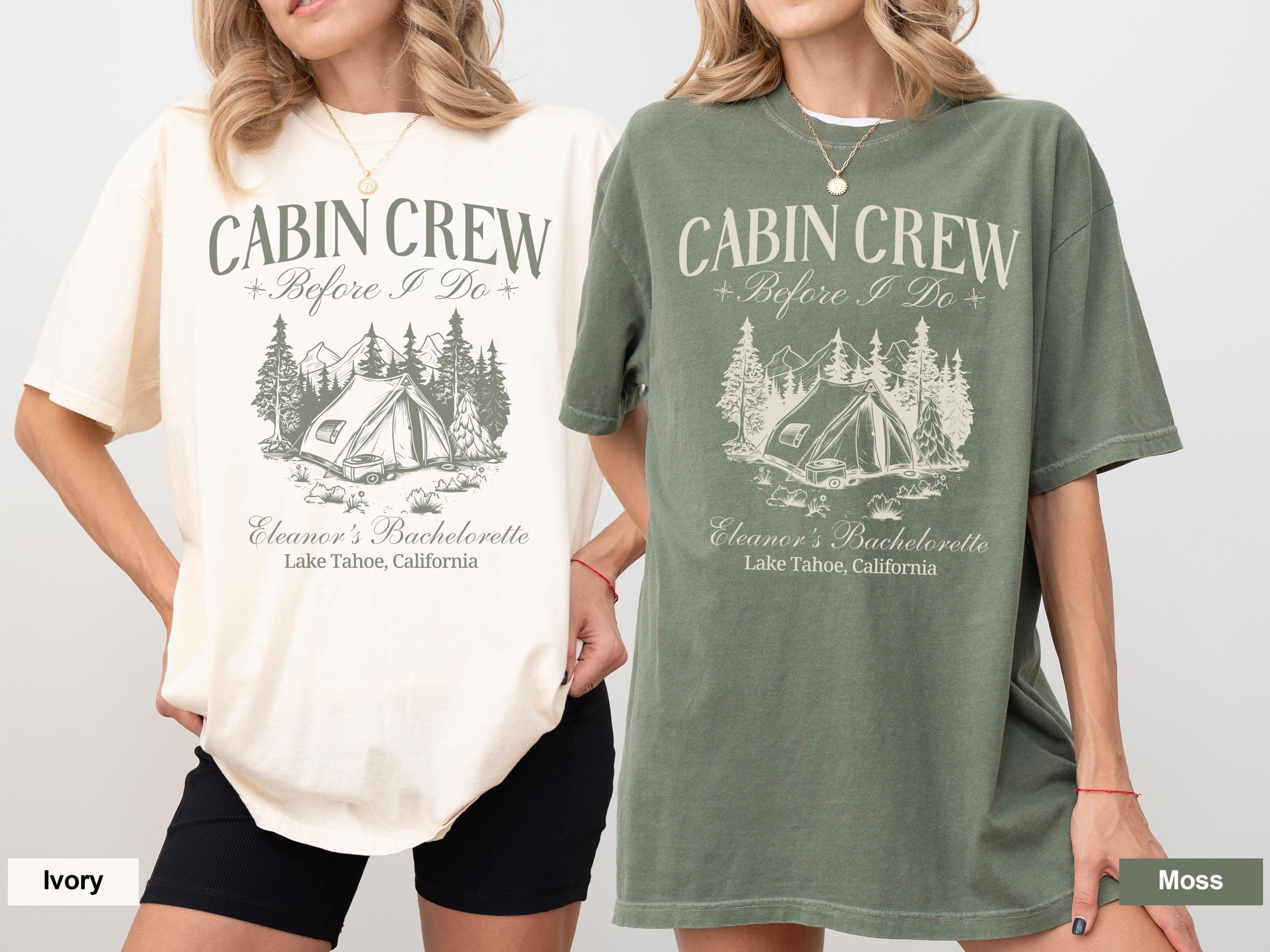 Custom Cabin Crew Bachelorette Party Crewnecks, Camping Bachelorette Shirts, Ski Mountain Bride Camp, Lake Themed Bachelorette Party Shirts