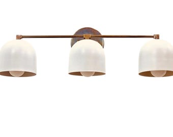 Vanity Light-Wall Light Wall Sconce Light | Wall Sconces Lamp | Mid Century Modern Raw Brass Italian Wall Scone |  Ceramic Dome Shades