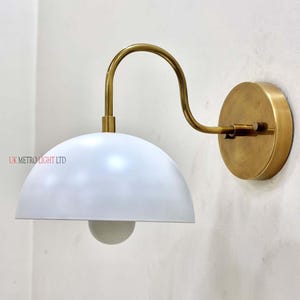 Modern Brass Wall Sconce – Dome Wall Light – Mid Century Modern Wall Lamp – Minimalist Bedroom & Living Room Lighting
