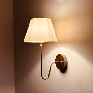Antique Brass Wall Sconce | 1950s Wall Lamp with Shade | Mid Century Modern Wall Light | Wall Mounted Lighting Fixture