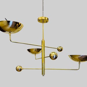 3 Pendant Sputnik Light – Antique Brass Chandelier – Mid Century Modern Ceiling Fixture – Custom Kitchen Pendant Lighting