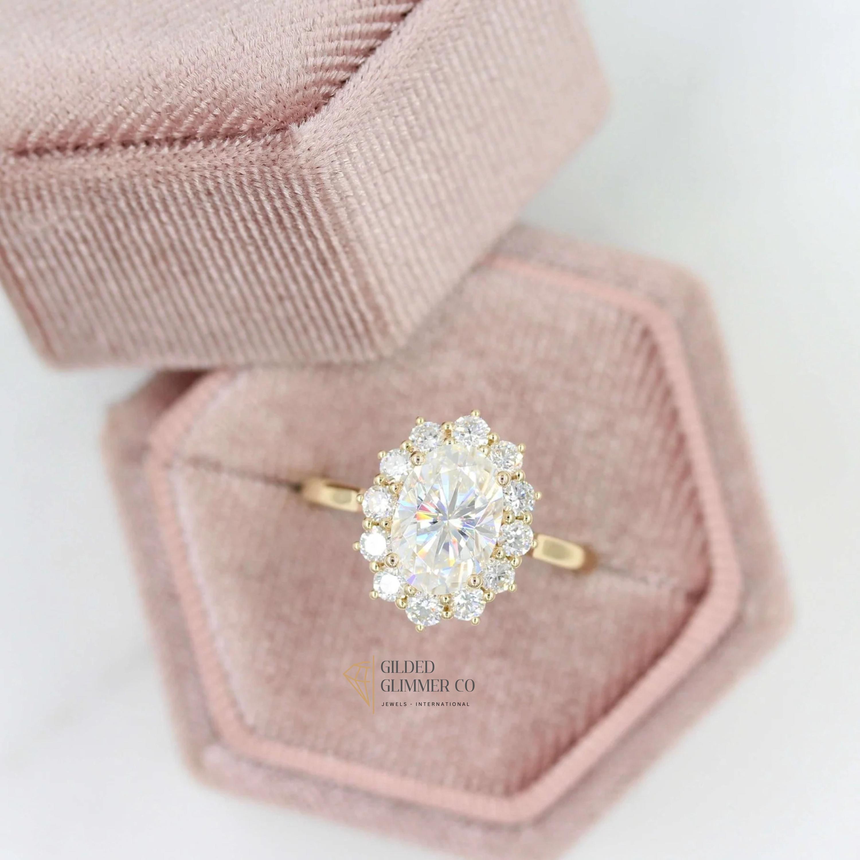 2.00 CT Oval Cut Moissanite Engagement Ring | Oval Lab Diamond Ring | 18K Gold Oval Wedding Band | Wedding Ring | Oval Ring