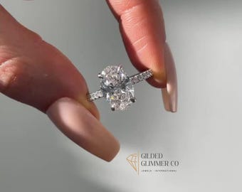 3.00 CT Oval Cut carat Paved Moissanite Engagement Ring | Hidden Halo Basket | 10k/14k/18k Yellow Gold Ring | Oval Moissanite Ring for Gift