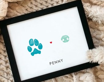 Pet Paw & Nose Print Memorial Keepsake: Custom Dog Cat Made from Photo Art