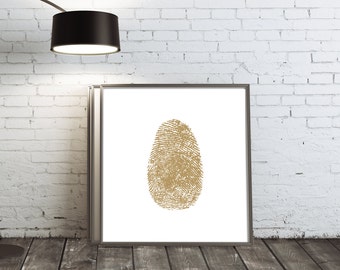 Gold Fingerprint Art with Actual Thumbprints, Custom Family Wall Art, Canvas Initial Sign Print, Personalized family Fingerprints