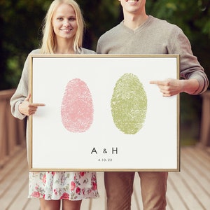 Creative Wedding Guest Book Alternative Couples Fingerprint Art Canvas YOUR Thumbrint Heart GuestBook Sign