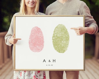 Fingerprint Heart Wedding Guest Book Alternative: Personalized Thumbprint Canvas Art