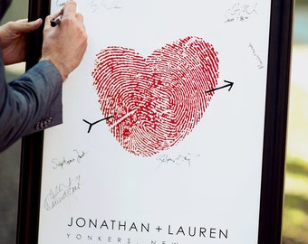 Personalized Wedding Fingerprint Guest Book Alternative: Couple's Actual Prints