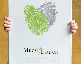 Your Fingerprints Personalized Canvas Guest Book: Capture Memories with Custom Fingerprint Welcome Sign In – Modern Wedding Reception Decor