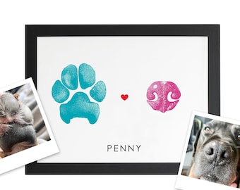 Custom Pet Paw and Nose Print from Photo, Pet Loss Keepsake Gift, Personalized Pet Memorial, Dog Owner Sympathy, Pet owner Christmas gift