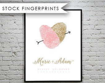 Unique Guestbook Thumbprint Guest Book, Fingerprint Art, Wedding Poster Cursive Script for Romantic Wedding Book Alternative Pink and Gold