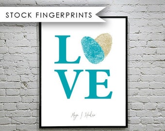 Love Sign - Couples Love Sign  - Personalized Love Sign - Stock Fingerprints