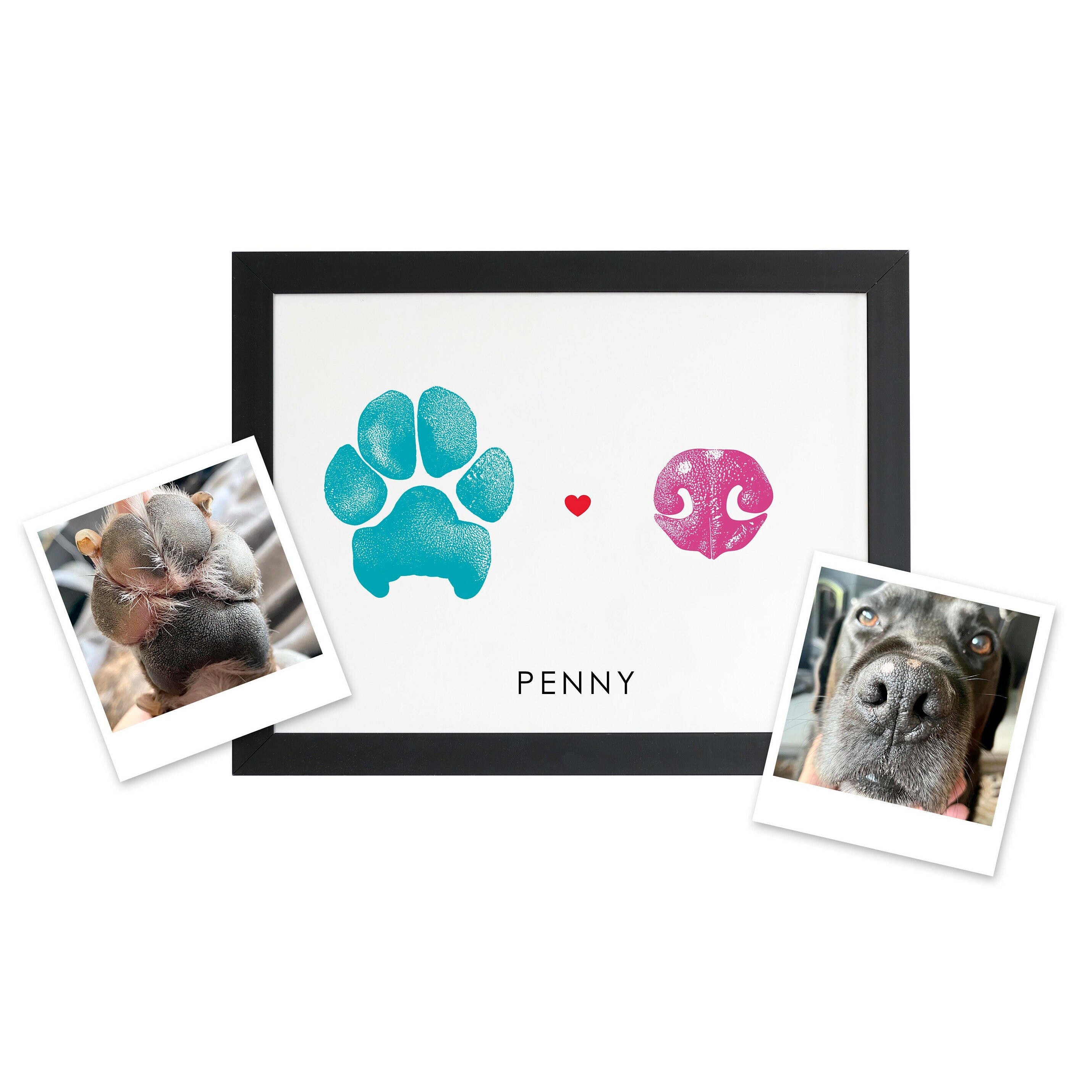 Pet Paw & Nose Print Memorial Keepsake: Custom Dog Cat Made From Photo ...
