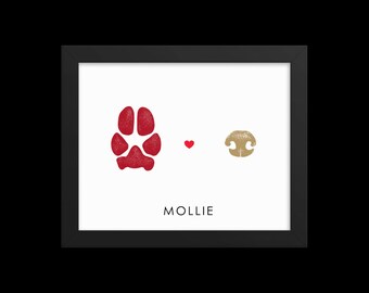 Personalized Paw and Nose Print Pet Memorial Keepsake, Thoughtful Dog Owner Custom Gift, Sympathy Pet Loss with a Unique Paw and Nose