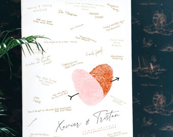 Thumbprint Heart Guest Book Alternative: Personalized Wedding Sign In