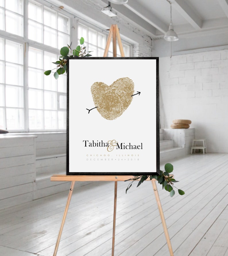 Fingerprint wedding guest book canvas thumbprint guest book Etsy