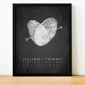 Chalkboard Wedding Fingerprint Guest Book Alternative with Your Heart Thumbprint Unique Black and White Guestbook Wedding Ideas