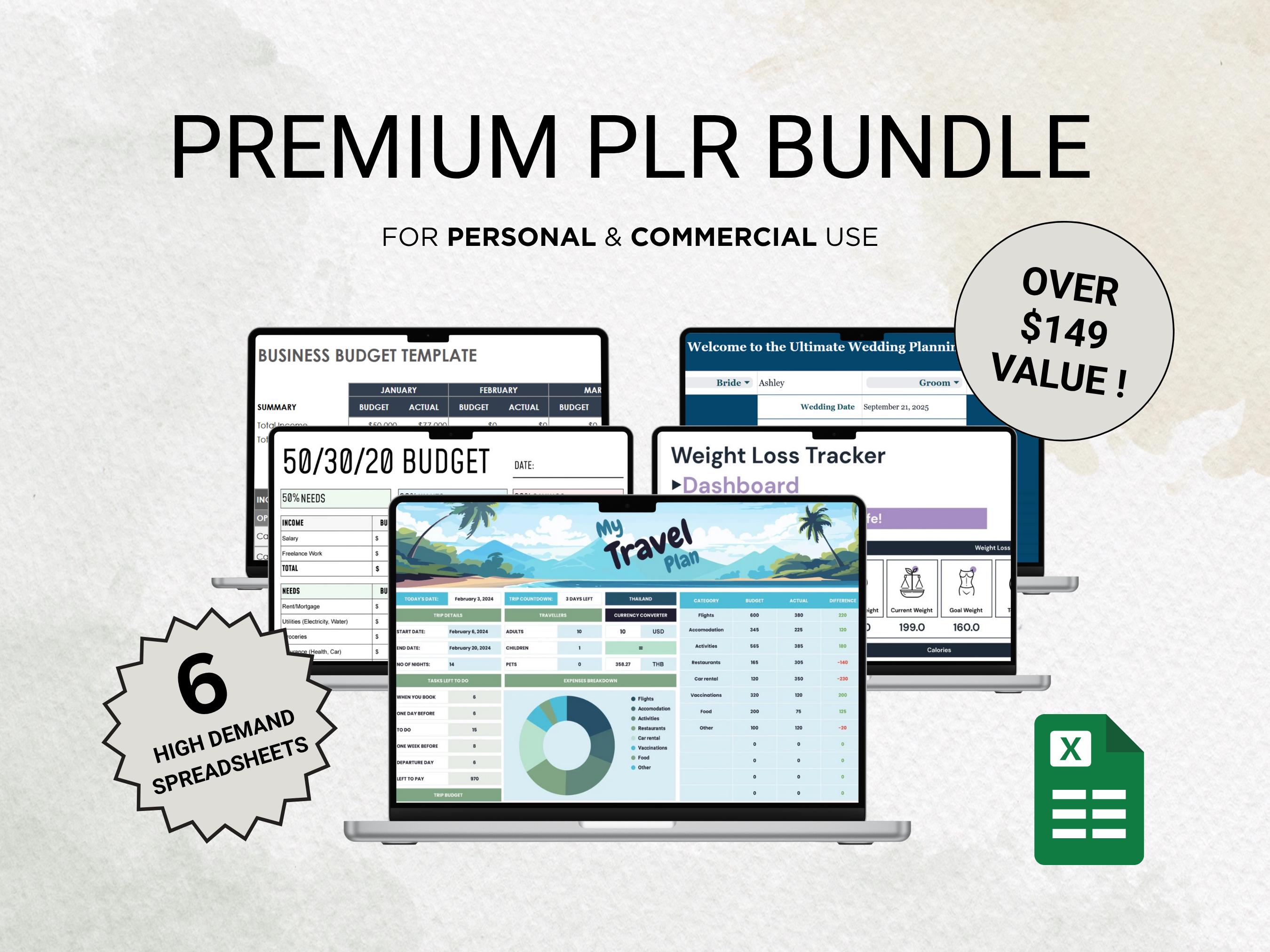 PLR Digital Products Bundle PLR Spreadsheet Google Sheets Bundle Resell ...