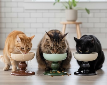 Ciotola rialzata in ceramica per animali domestici: mangiatoia ergonomica e adatta ai baffi