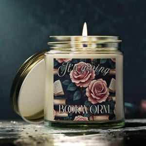 Bookworm Candle, Literary Scented Candle, Reading Gift, Library Decor, Book lovers
