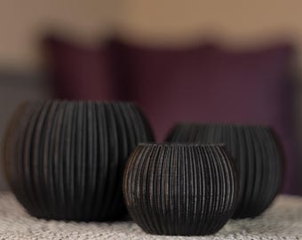 Svarta ljusstakar med tandning (3 delar)