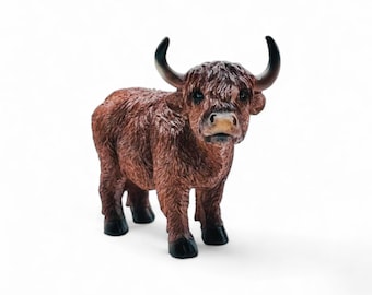 Highland Kuh Figur - Highland Coo Statue - Realismus Kunst - Verzierung für drinnen und draußen