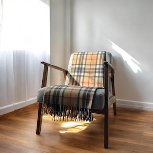 Camel Thomson - 100% Wool Tartan Knee Blanket - Eco Friendly Wool - Personalisable Blankets - Personalisable Throw - Tartan Blanket