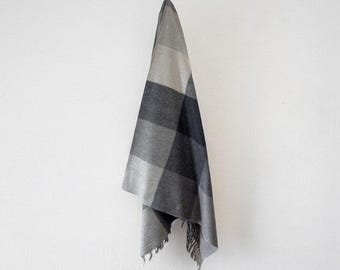100% Wool Lifestyle Blankets - Stone Grey Check - Eco Friendly Wool - Personalisable Blankets - Personalisable Throw
