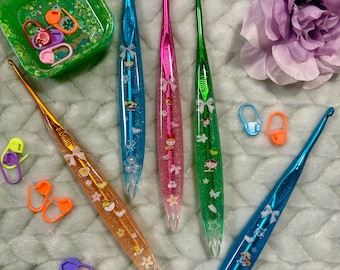 Handmade Tapered Crochet Hooks, Cute Theme
