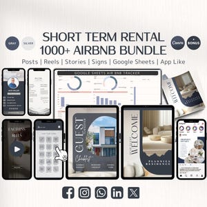 2025 Short Term Rental Welcome Book: Airbnb Welcome Book, Welcome Sign, VRBO Templates, Airbnb Instagram, Airbnb Printable, Host Bundle GRAY