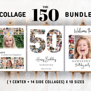 Editable 50th Birthday Photo Collage Template 50th Birthday Photo Collage Welcome Sign Template Customizable Photo Collage Board Poster
