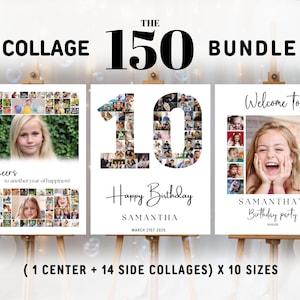 Editable 10th Birthday Photo Collage Template 10th Birthday Photo Collage Welcome Sign Template Customizable Photo Collage Board Poster