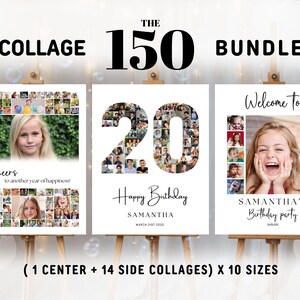 Editable 20th Birthday Photo Collage Template 20th Birthday Photo Collage Welcome Sign Template Customizable Photo Collage Board Poster