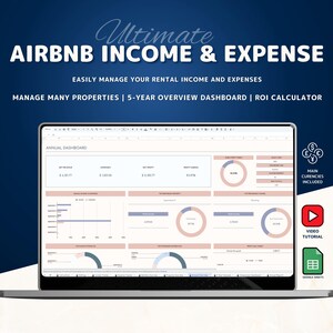 Airbnb Spreadsheet Income and Expense Tracker Airbnb Host Template Vacation Rental Property Management VRBO Airbnb Bookkeeping Profit & Loss