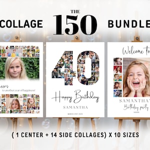 Editable 40th Birthday Photo Collage Template 40th Birthday Photo Collage Welcome Sign Template Customizable Photo Collage Board Poster
