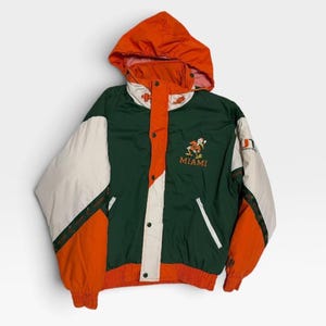 Miami Hurricanes Pro Player Puffer Jacket Mens Large Vintage 90s Colorblock