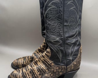 Tony Lama Size 8.5M Exotic Lizard Skin Western Boots Vintage 1960's VTG USA