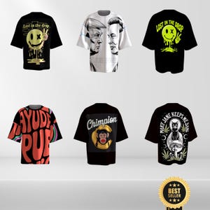 10x T-Shirt Design PNG Bundle | Streetwear, Psychedelic & Y2K Graphics | Sublimation Designs, Digital Download for Print on Demand