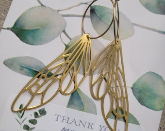 Dragonfly Wing Earring,silver or brass,Mothers Day Gift,Butterfly earring,Butterfly Wing Earring,Insect,Nature inspired,Inspirational