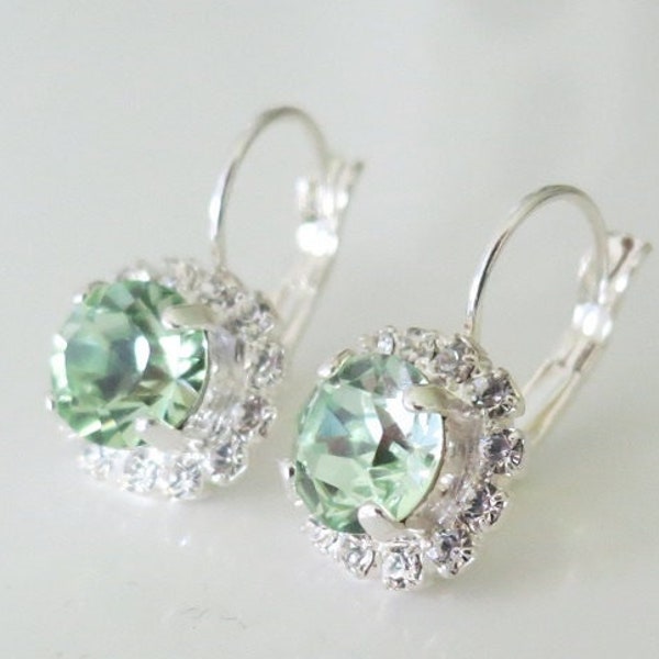 Mint Kristall Ohrringe,Braut Mint Silber Schmuck,Chrysolit Grün Swarovski Strass,Mint Braut Ohrringe,Grüne Kristall Statement Schmuck