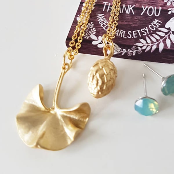 Unique gifts for women,Ginkgo Leaf Necklace,Boho Chic,Fall,Garden,Gift ideas,Gold Ginkgo Leaf Necklace,Ginkgo Necklace,Nature Lover,Ginko