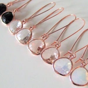 Rose Gold Earrings,Peach Drop Earrings,Metallic,Peach,Rose gold,Unique gift Sister gift christmas gift for mom birthday gift for wife