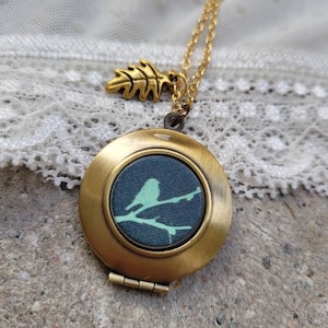 Cutest Bird Locket Necklace,Blue Bird Jewelry,Unique Secret Message Locket,Brass,Personalized Gift,Vintage style necklace,Picture locket