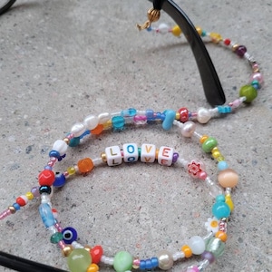 Beaded Colorful Eyeglass Chain Love,Floral Glasses Chain,Handmade Glasses holder,Sunglasses Chain,Eyewear,Boho Unique Gift,strap,string