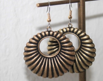 Large Disc Earrings,Brass Tribal Earrings,Hypoallergenic,Pendientes,Boho Earrings,Grandes créoles,Hoop Earrings,Bohemian,Feminine,Gift